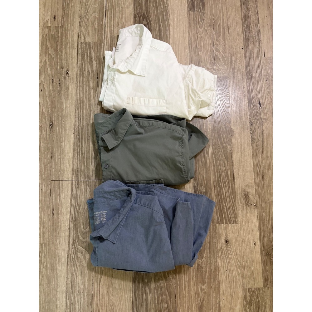 Fresh Clean Threads Mens 3XL Lot of 3 Short Sleeve Button Down Shirt Blue‎ Green
